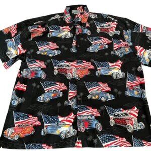 High Seas Trading Co. Patriotic Shirt Mens Size‎ 3XLT  Vintage Cars & Flag